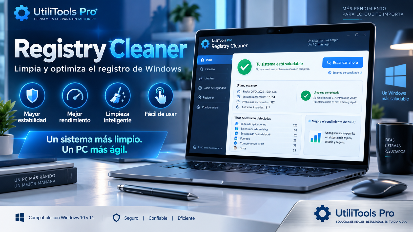 Registry Cleaner para revisar entradas huérfanas del Registro de Windows